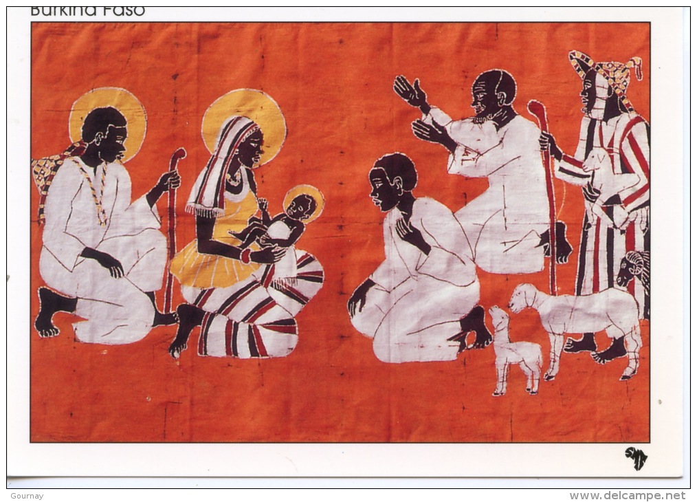 Afrique : Burkina Faso - La Nativité Visite Des Bergers (batik De Léopold) N°183 - Religions Croyances - Burkina Faso