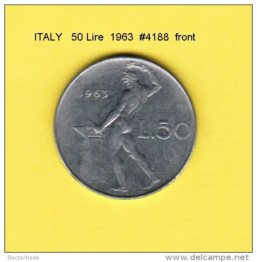 ITALY   50  LIRE  1963  (KM # 95) - 50 Liras