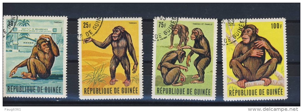 GUINEE 1969 CHIMPANZES  Scott N°531/34 OBLITERES - Chimpanzés