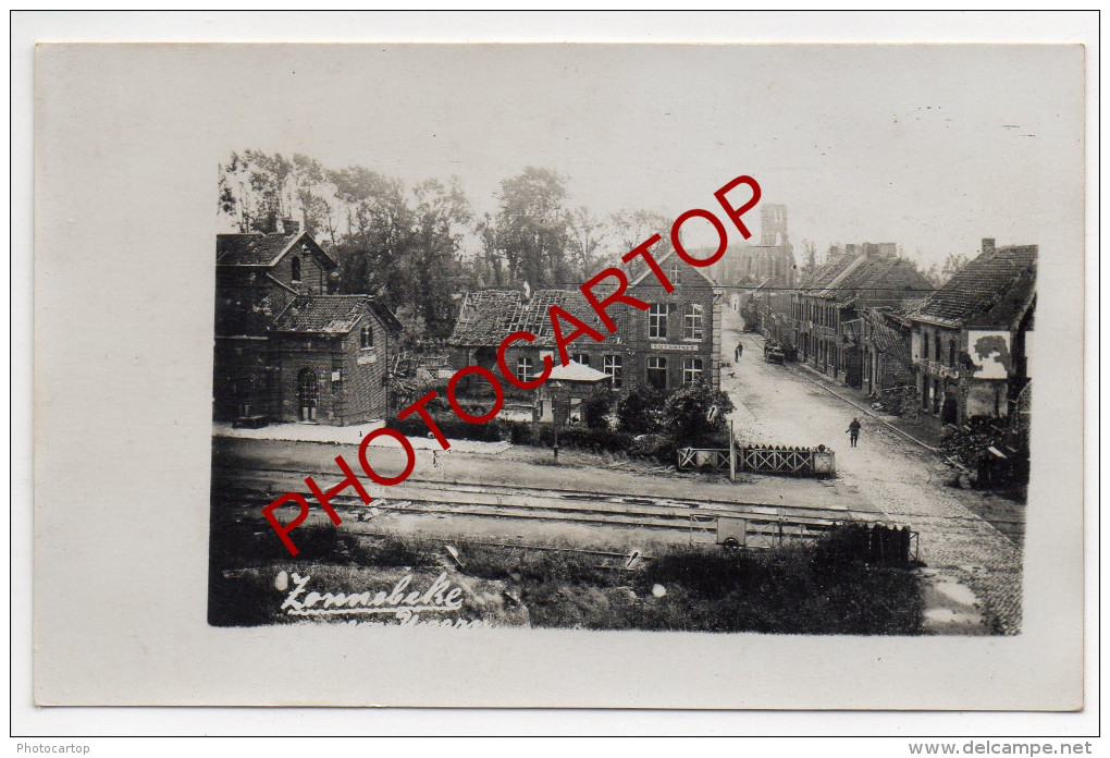 Bahnhof-Gare-Estaminet-ZONNEBEKE-Carte Photo Allemande-Guerre-14-18-1WK-BELGIQUE-BELGIEN-Flandern- - Zonnebeke