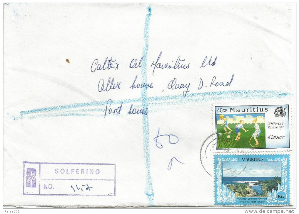 Mauritius Maurice 1995 Solferino Children Painting Games Estuary Domestic Registered Cover - Mauritius (1968-...)