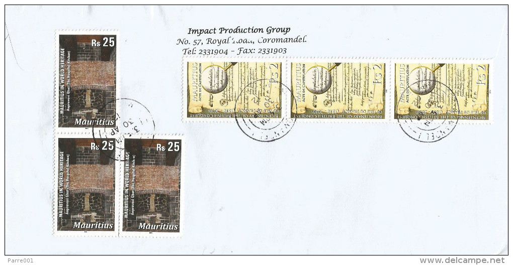 Mauritius Maurice 2012 Coromandel British Conquest Document Hospital Kitchen Population Census Barcoded Registered Cover - Mauritius (1968-...)