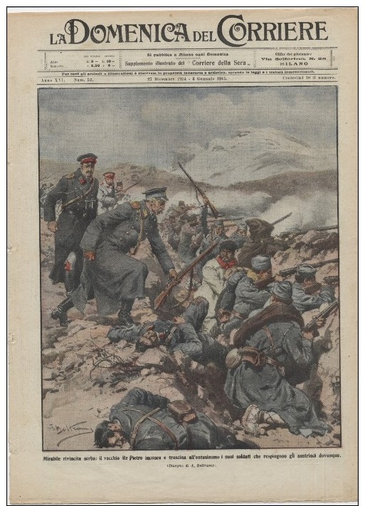 1915 Italian Magazine  WWI King Of Serbia  Srbija On The Battle Front  LITHO - Autres & Non Classés