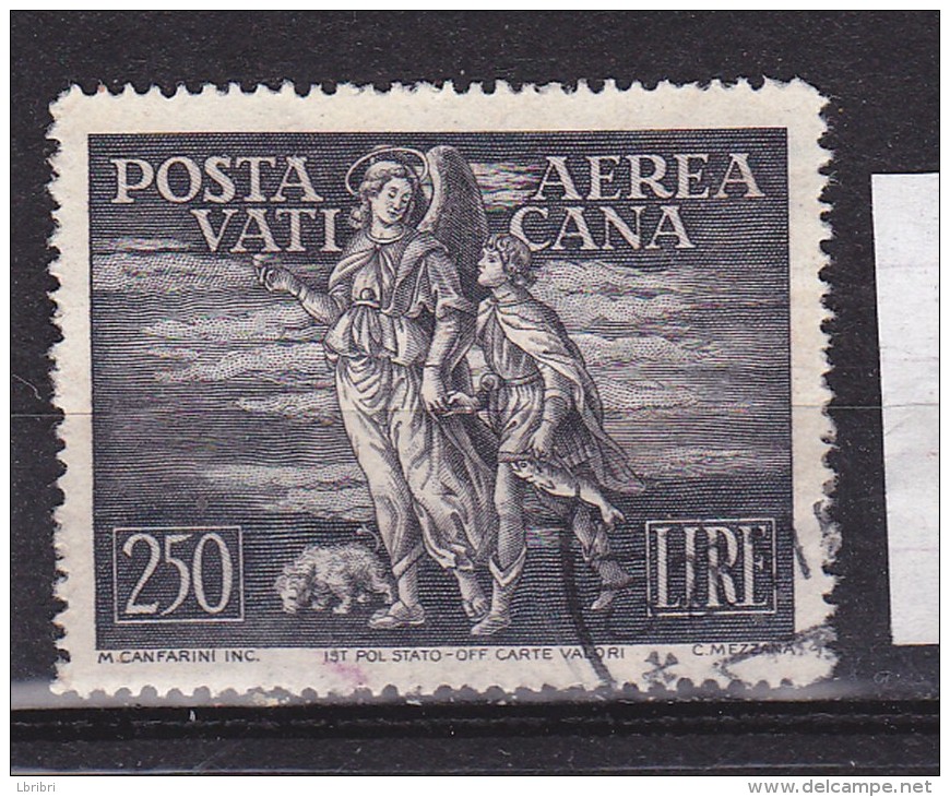 VATICAN N°PA 16 250 L GRIS NOIR TOBIC ET L'ARCHANGE RAPHAEL  OBL - Poste Aérienne