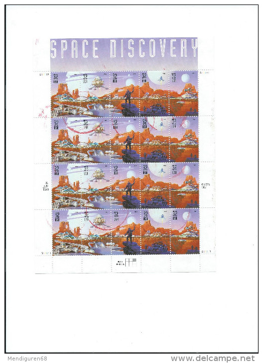 USA 1998 SPace DiSCovery Sheet Of 20 $6.40 USED SC 3238-3242sp YV BF-2811-2815 MI SH3044-48 SG MS3512-16 - Hojas Completas