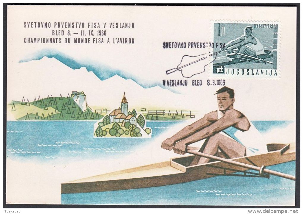 Yugoslavia 1966, Maximum Card" World Championship In Rowing, Bled 1966", Ref.bbzg - Cartes-maximum