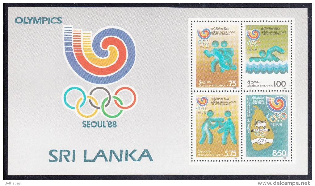 Sri Lanka MNH Scott #885a Souvenir Sheet Of 4 Running, Swimming, Boxing, Handshake - 1988 Summer Olympics Seoul - Sri Lanka (Ceylan) (1948-...)