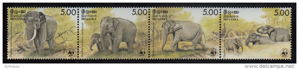 Sri Lanka MNH Scott #803 Strip Of 4 Elephants - World Wildlife Fund - Sri Lanka (Ceylan) (1948-...)