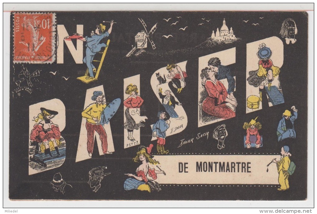 75 - Un Baiser De MONTMARTRE - Avec Multiples Personnages Illustrés - Autres & Non Classés