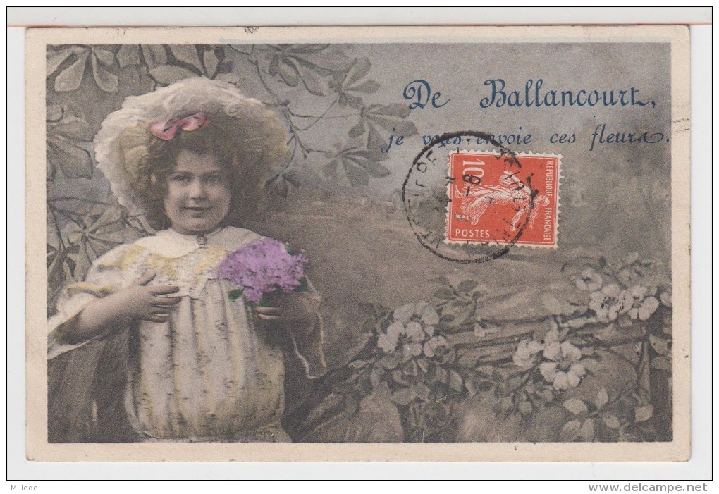 91 - DE BALLANCOURT JE VOUS ENVOIE CES FLEURS - Fillette - Chapeau - Ballancourt Sur Essonne