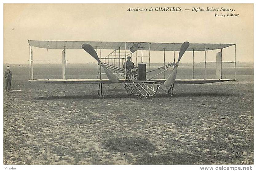 Réf : M-14--109 : Chartres Aviation  Biplan Robert Savary - Chartres