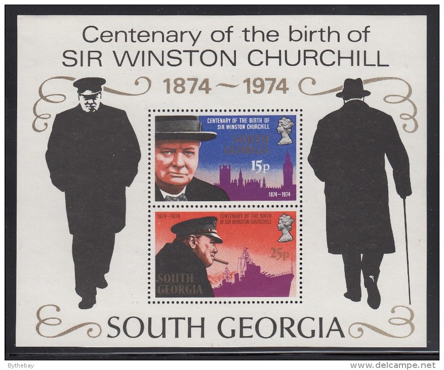 South Georgia MNH Scott #40a Souvenir Sheet Of 2 Sir Winston Churchill - Géorgie Du Sud