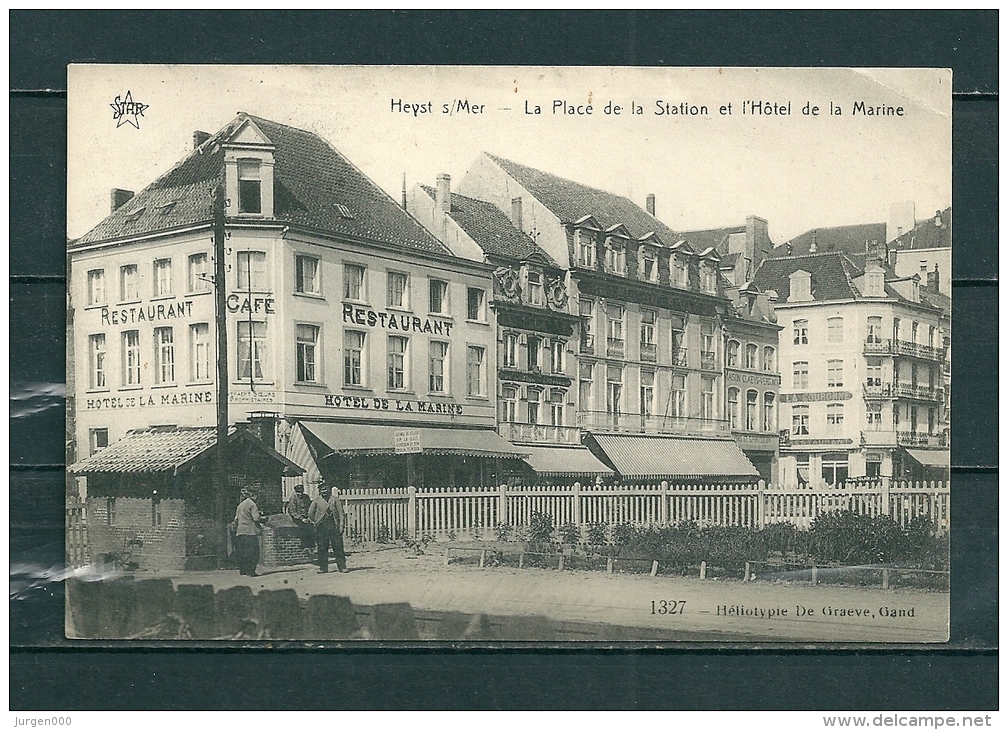 HEIST: Place De La Station Et L'Hotel De La Marine, Gelopen Postkaart 1910  (GA12816) - Heist