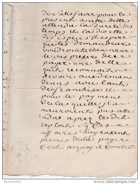 DOCUMENT DE 4 PAGES DU 21 JANVIER 1746 A DECHIFFRER - Manuscripts