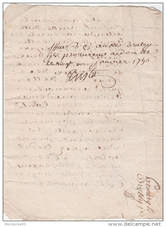DOCUMENT DE 4 PAGES DU 21 JANVIER 1746 A DECHIFFRER - Manuscripts