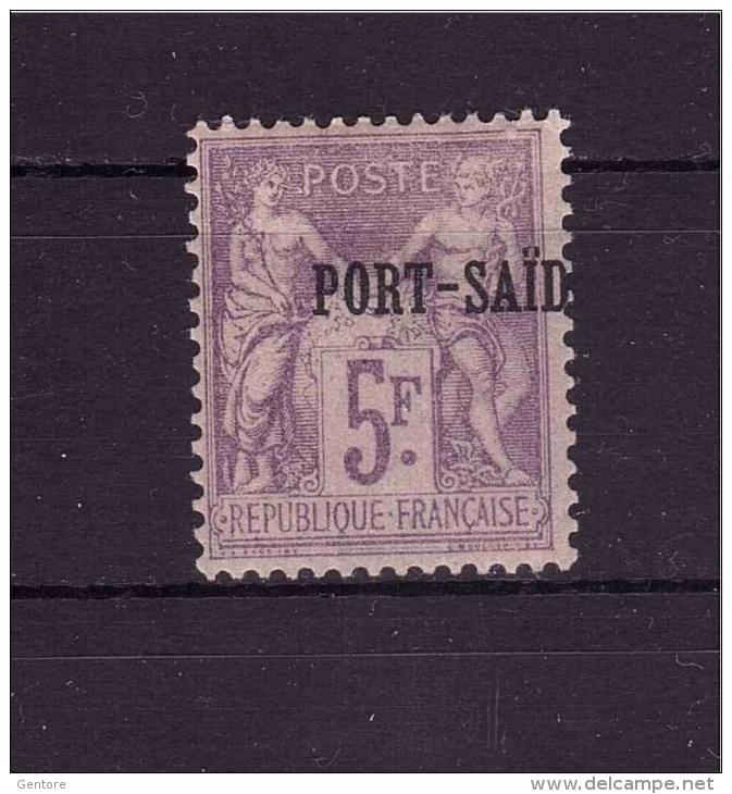 FRANCE Former Colonies PORT SAID Yvert Cat N°18  Very Fresh MINT Ligthly Hinged  Overprint Not At Center - Neufs