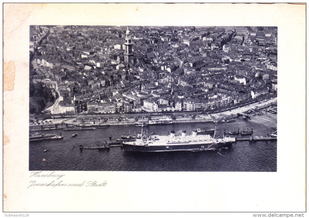 VERY OLD AND VINTAGE GREETINGS CARD - 1934 - IMPRINT PHOTO OF HAMBURG - PRINTED AT GERMANY - Other & Unclassified