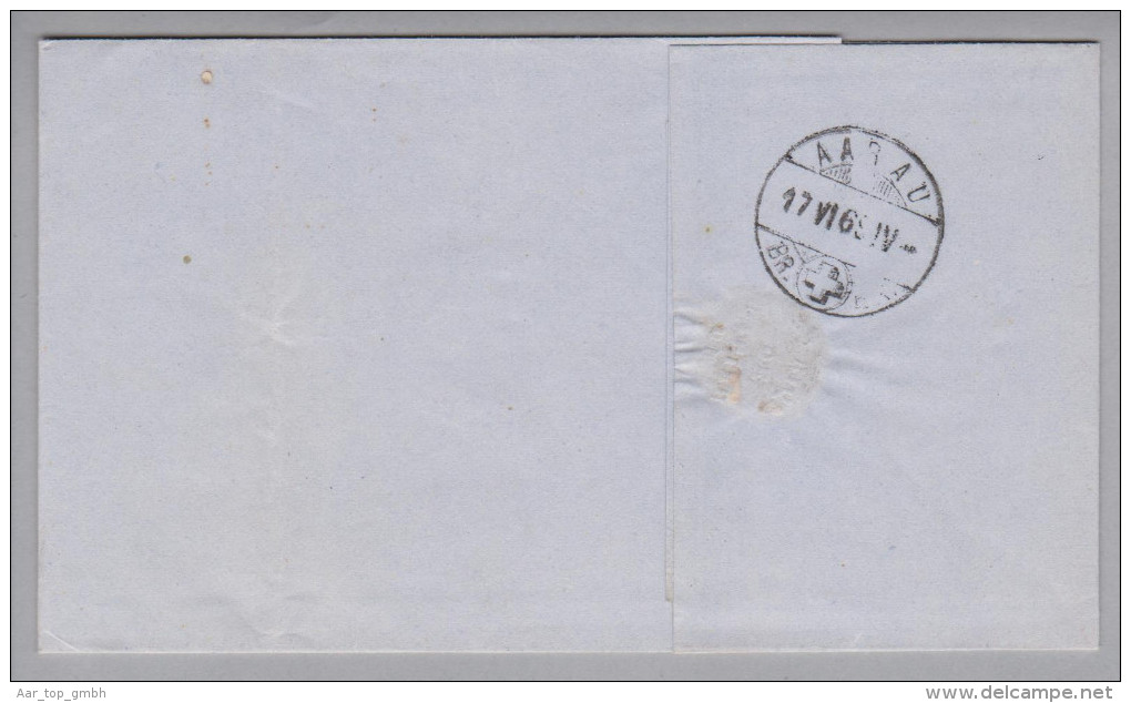 Heimat NE Serrieres 1869-06-17 Fingerhut-stempel Brief Nach Aarau Mit 10Rp. Karminr. Sitzende H. - Covers & Documents