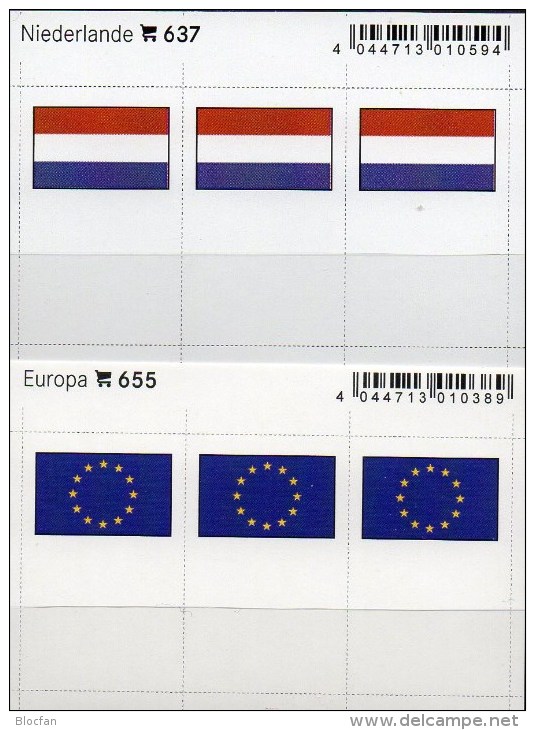 In Farbe 2x3 Flaggen-Sticker Niederlande+Europa 7€ Kennzeichnung An Alben Karten Sammlung LINDNER 655+637 Nederland CEPT - Zippo