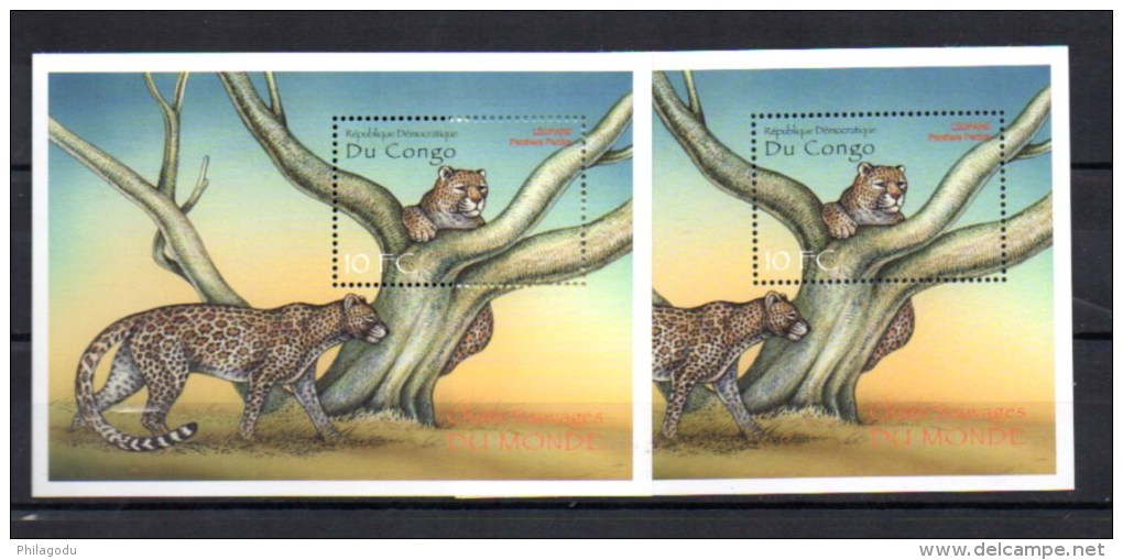 1999   Animaux D’Afrique, 2x Bloc 151 **  Guépard Ou Panthère  , Cote 23 € - Neufs