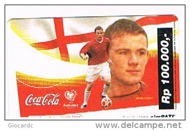 INDONESIA - TELKOMSEL  (GSM RECHARGE) - FOOTBALL EURO 2004 PORTUGAL: WAYNE ROONEY / COCA COLA   - USED   -  RIF. 8040 - Sport