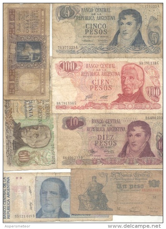 REPUBLICA ARGENTINA 7 BILLETES DIFERENTES SOLD AS IS NOTES - Argentina