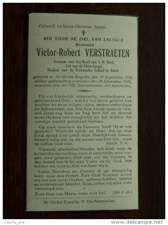 Victor Robert VERSTRAETEN St Ulriks Kapelle 10 Sep 1927 - 25 Dec 1945 ( DP ) ! - Religion & Esotericism