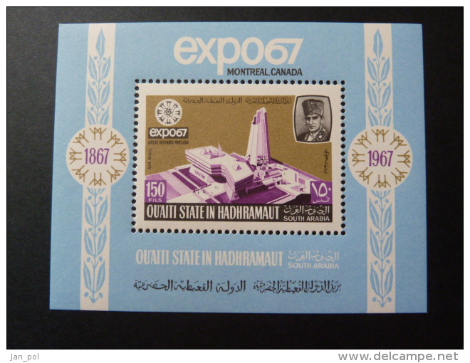 BLOC FEUILLET "QU´AITI STATE IN HADHMARAUT" (Emirats Arabes) Expo 67 Montreal - 1967 – Montréal (Canada)