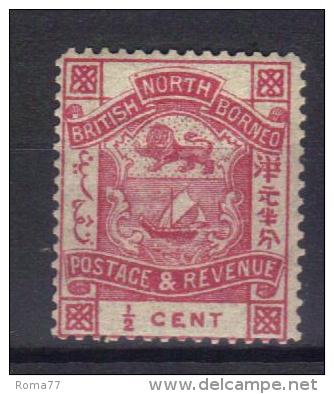 W312 - BORNEO DEL NORD 1889 , 1/2 Cent  Yvert N. 34  *  Mint - Nordborneo (...-1963)