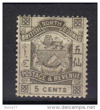 W315 - BORNEO DEL NORD 1889 , 5 Cent  Yvert N. 39  *  Mint - Noord Borneo (...-1963)