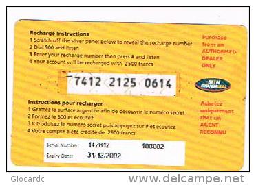 RWANDA  -  MTN RWANDACELL (GSM RECHARGE) -  DRUMS 2500 EXP. 31/12/2002      - USED   -  RIF. 8072 - Rwanda