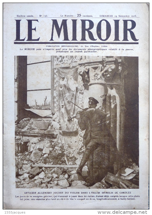 LE MIROIR N° 156 / 19-11-1916 COMBLES DOUAUMONT FORT VAUX FAYOLLE WILSON USA CAUCASE THÉODOR SAINT-MICHEL-DE-MAURIENNE - War 1914-18