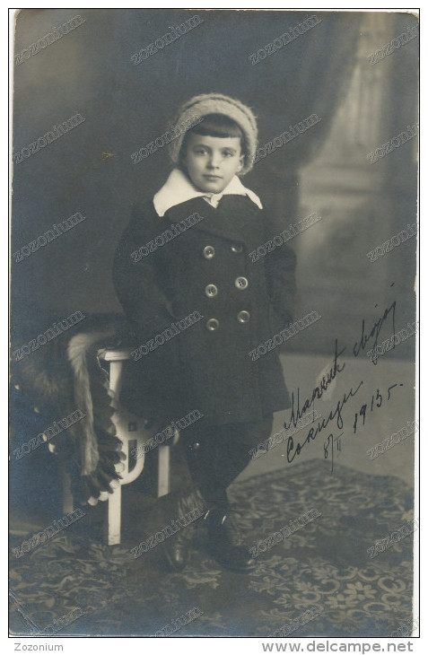 REAL PHOTO,  Boy  In Coat , Garçon Dans Le Manteau, Old Photo - Altri & Non Classificati