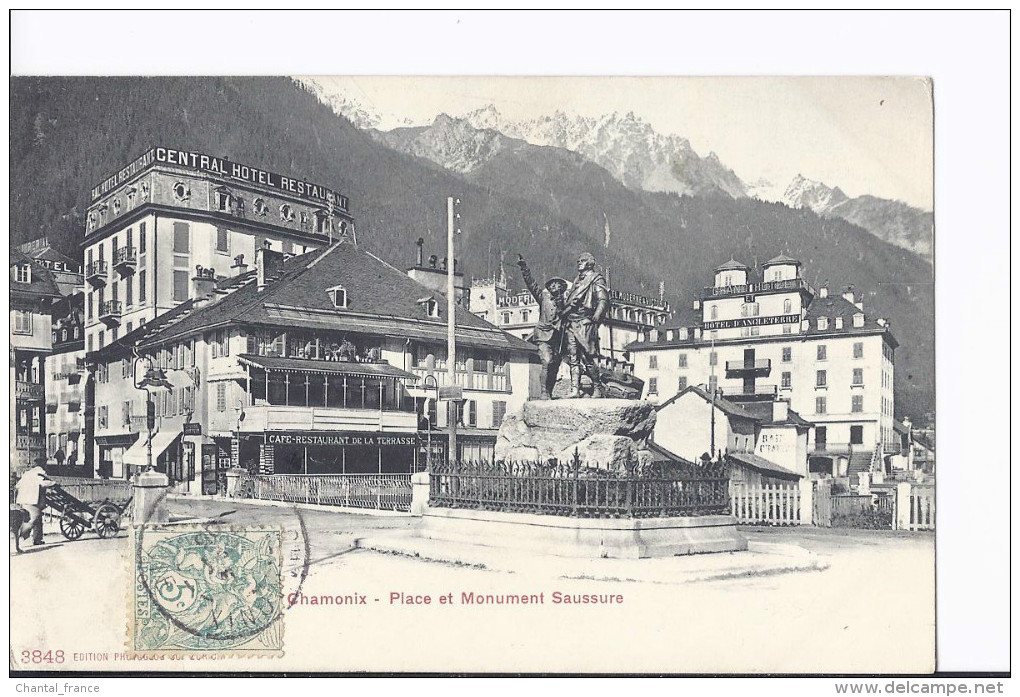 Chamonix. Place Et Monument Saussure. Charrette à Bras - Chamonix-Mont-Blanc