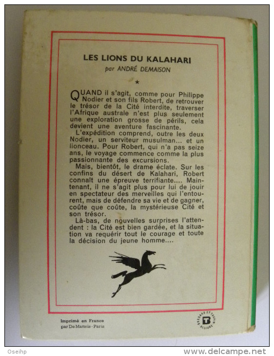 Les LIONS Du KALAHARI André Demaison Illustrations Paul Durand - Bibliothèque Verte 109 - Bibliotheque Verte