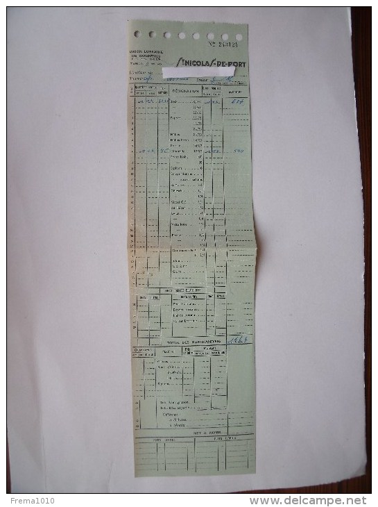 BIERE - SAINT-NICOLAS-DE-PORT (54): Facture 1959 Union Lorraine De BRASSERIES - Bon De Livraison - Other & Unclassified