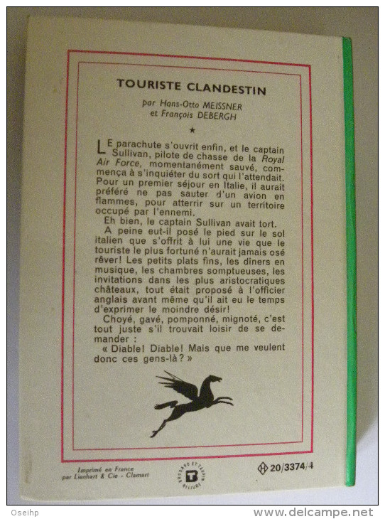 TOURISTE CLANDESTIN H.O. Meissner F. Debergh  Illustrations Raoul Auger - Bibliothèque Verte 387 - Bibliotheque Verte