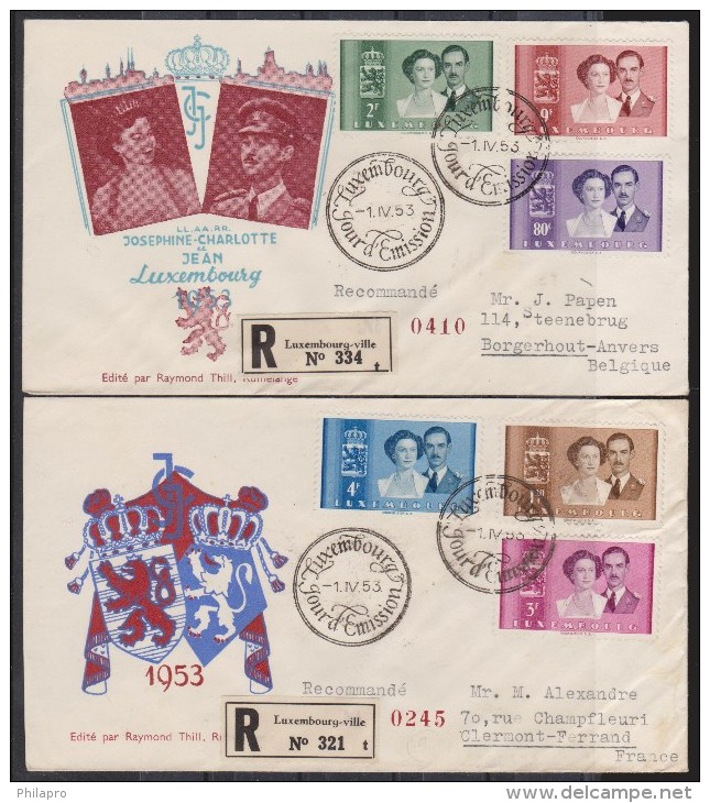 LUXEMBOURG  2 FDC.  1953  POUR LA FRANCE ET BELGIQUE  Réf  6821 - Andere & Zonder Classificatie