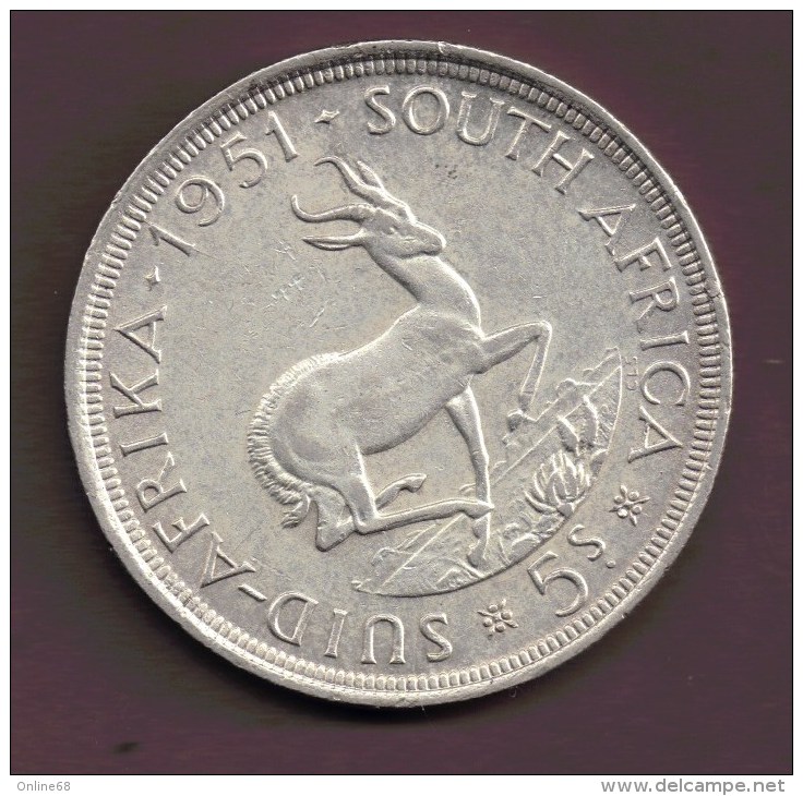 AFRIQUE DU SUD SOUTH AFRICA 5 SHILLINGS 1951 ARGENT SILVER - Sudáfrica