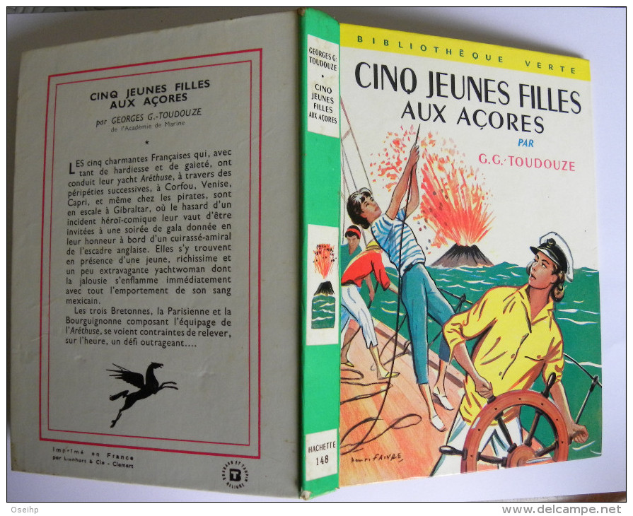 CINQ JEUNES FILLES Aux Açores  G. G. Toudouze  Illustrations Henri Faivre- Bibliothèque Verte 148 - Bibliotheque Verte