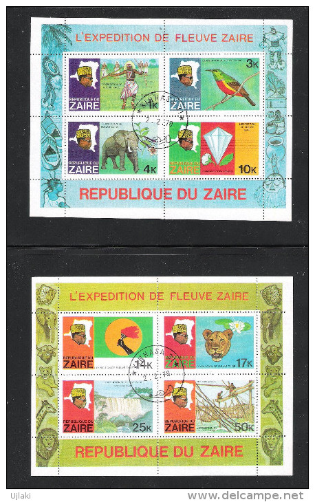 ZAIRE: Blocs Feuillets: "Expédition Du Fleuve Zaîre"(n°926 à 933)de 1k,3k,4k,10k,14k,17k,25k,50k - Autres - Afrique