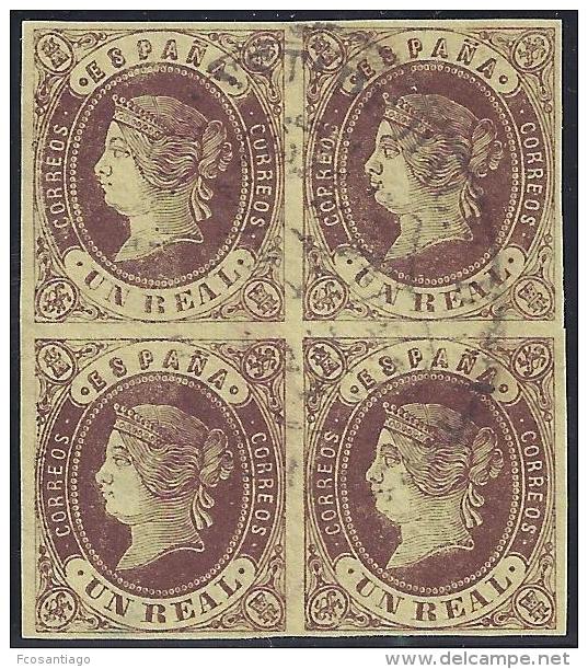 ESPAÑA 1862 - Edifil #61 - VFU En Bloque De 4 - Used Stamps