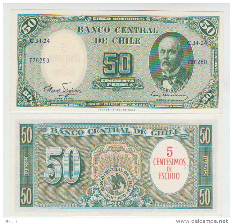 Chile 50 Pesos 1960-61 Pick 126a UNC - Chile