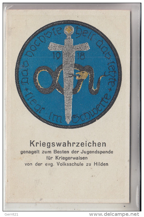 4010 HILDEN, Kriegswahrzeichen, Nagelung, Ev. Volksschule Hilden, 1918 - Hilden