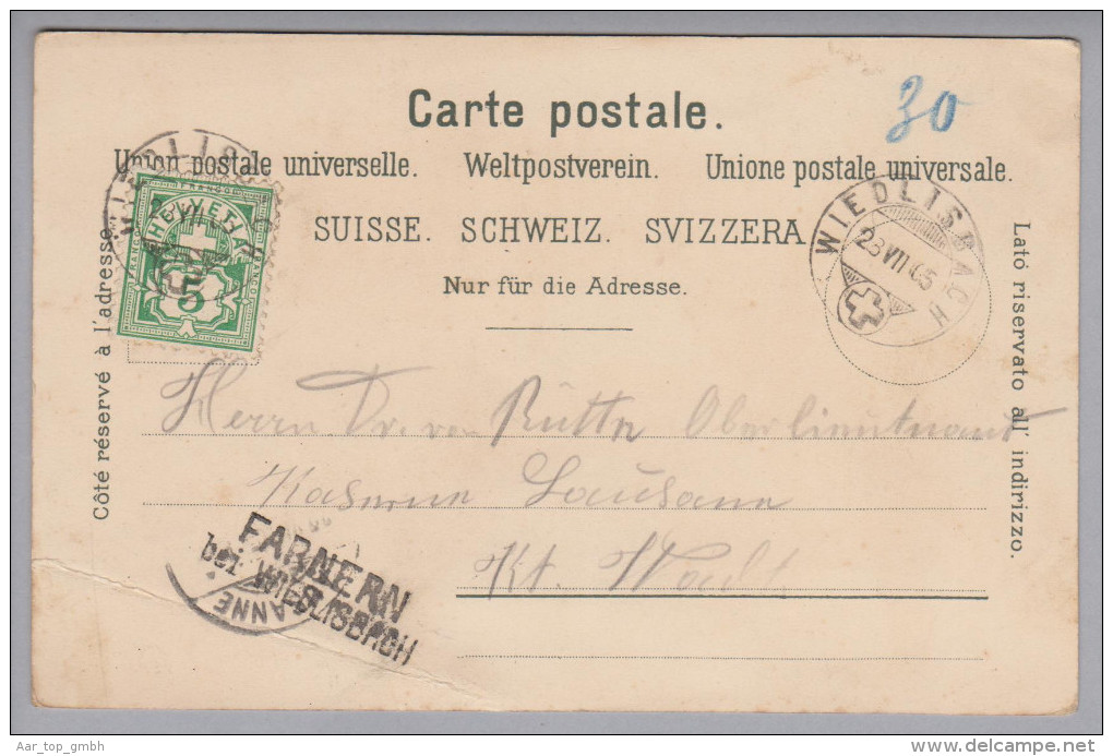 Heimat BE Farnern Bei Wiedlisbach 1905-07-23 Langstempel - Cartas & Documentos