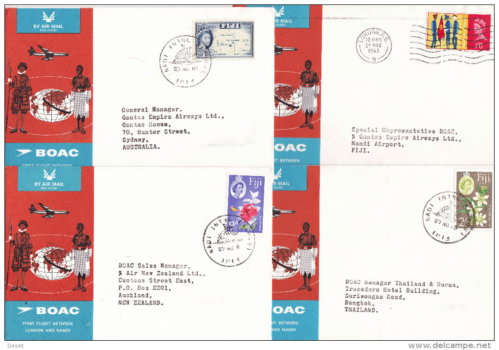 1961 BOAC Premier Vol First Flight Between London And Nandi Fiji Collection Of 10 Covers - Fiji (...-1970)