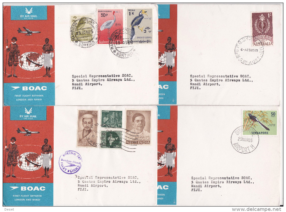 1961 BOAC Premier Vol First Flight Between London And Nandi Fiji Collection Of 10 Covers - Fidji (...-1970)
