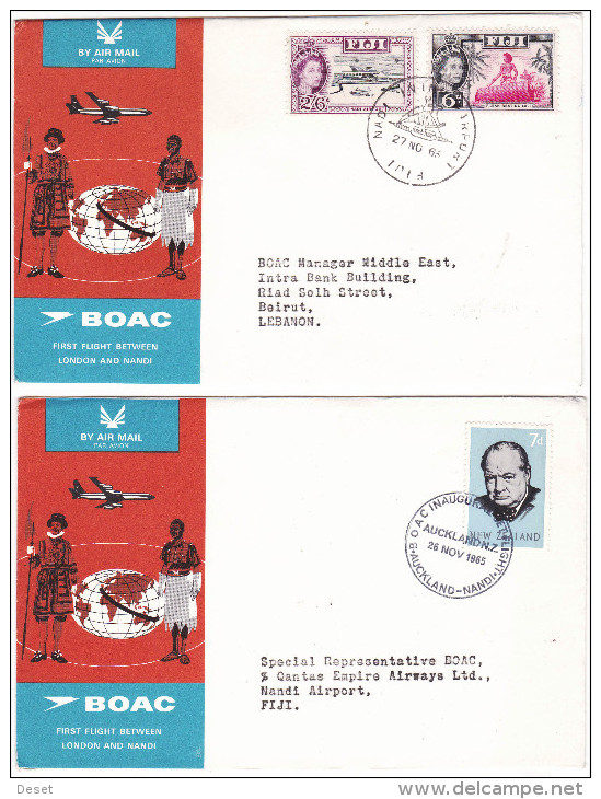 1961 BOAC Premier Vol First Flight Between London And Nandi Fiji Collection Of 10 Covers - Fiji (...-1970)