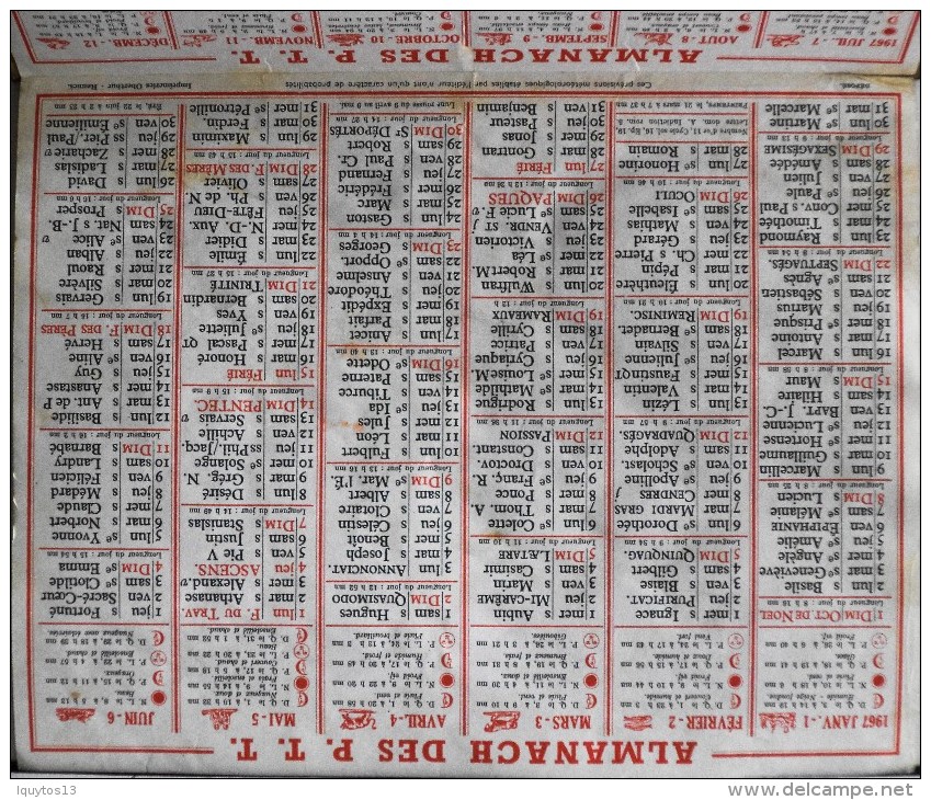 CALENDRIER ANNEE 1967 - Bouches-du-Rhône - Calendrier Oberthur Imprimeur Bon état - Grand Format : 1961-70