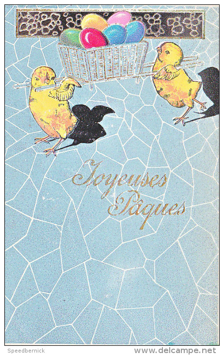 23816 Joyeuses Paques  -  Coq Poule Poussin Oeuf - Dessin Relief - Sans Editeur - Pâques